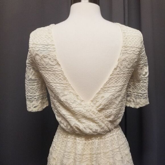 Asos Cream Lace V Back Midi Dress 2 - Picture 4 of 9